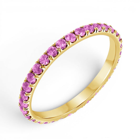 Pink Sapphire U Pave Band - Lotus Diamond