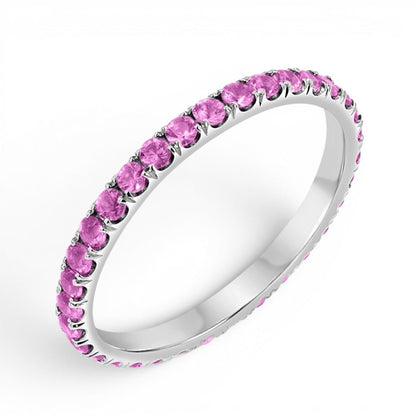 Pink Sapphire U Pave Band - Lotus Diamond
