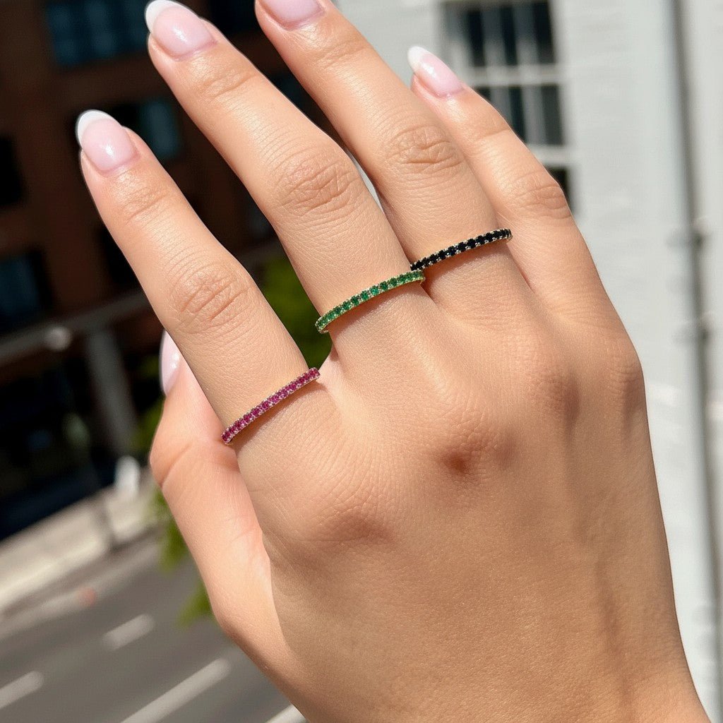 Pink Sapphire U Pave Band - Lotus Diamond