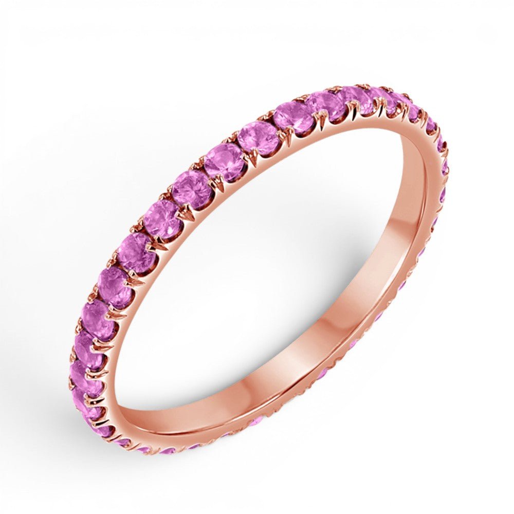 Pink Sapphire U Pave Band - Lotus Diamond
