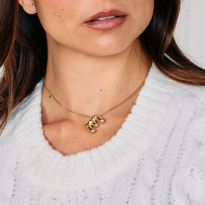 Pippa Bubble Initial Pendant - Lotus Diamond