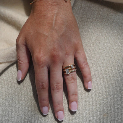Portrait Toi et Moi Ring Sterling Silver Size 7.0 - Lotus Diamond