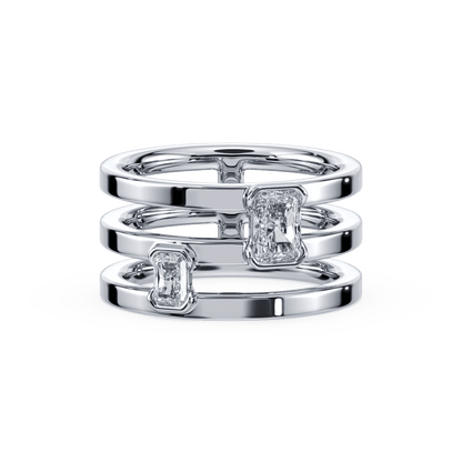 Portrait Toi et Moi Ring Sterling Silver Size 7.0 - Lotus Diamond