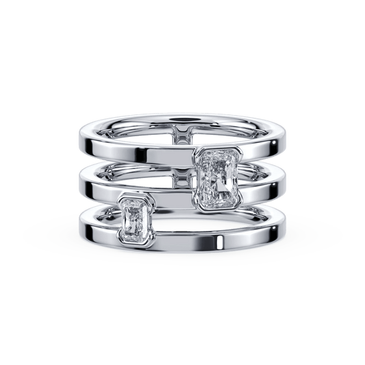 Portrait Toi et Moi Ring Sterling Silver Size 7.0 - Lotus Diamond