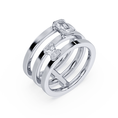 Portrait Toi et Moi Ring Sterling Silver Size 7.0 - Lotus Diamond