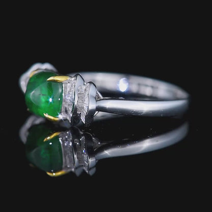 18K gold Natural vivid green sugar tower emerald ring