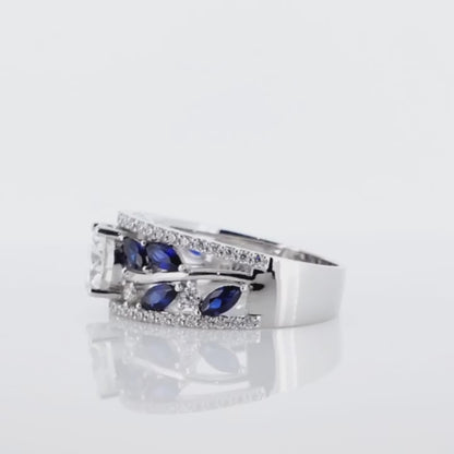 18K ring with diamond sapphire setting