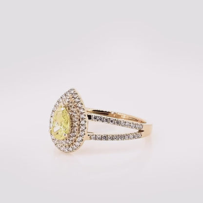 Fancy Yellow Lab grown Diamond Ring 0.94ctw