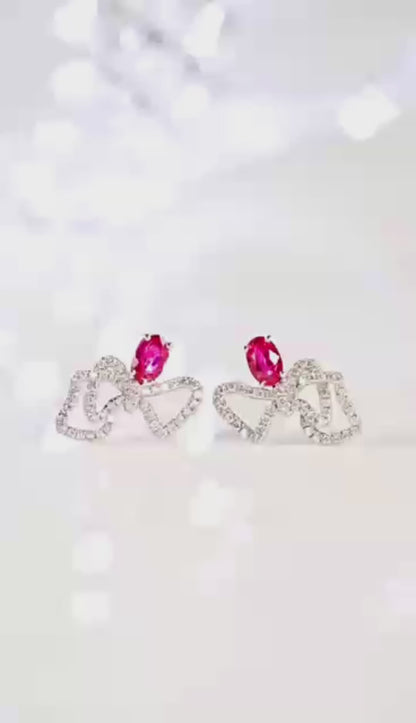 Ruby stud earrings Light Luxury -C