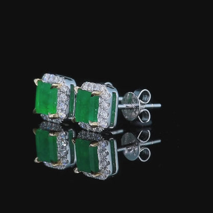 18K gold set with natural emerald earrings