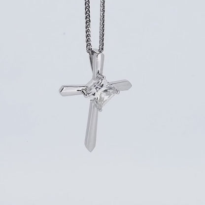 Princess square cross sling tip 18K diamond Pendant