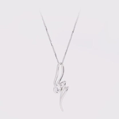 Abstract line shackle 18K wave diamond Pendant