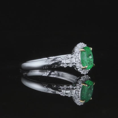 18k gold natural vivid green emerald ring