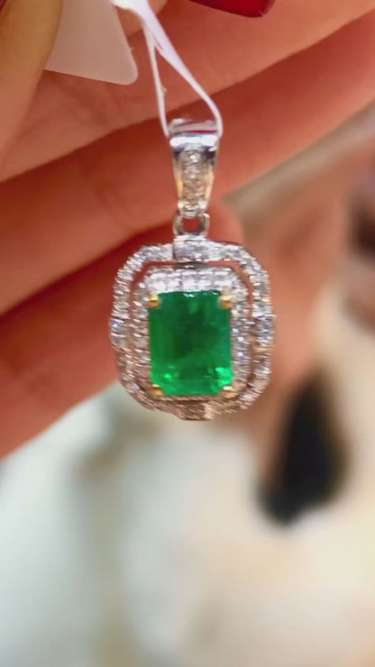 Full diamond high quality emerald pendant