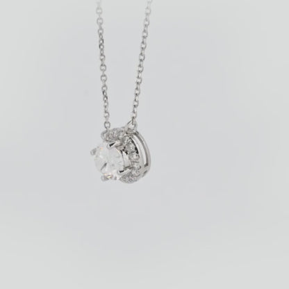 Halo oval necklace with diamond  Pendant