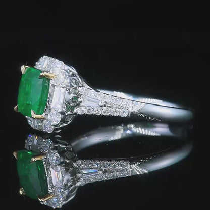 【GUILD Certified Wharton Green 】 Natural emerald ring