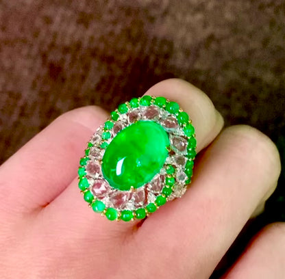 8.3 carat fluorescent emerald ring