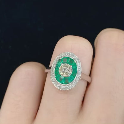 祖母绿无边镶嵌戒指Emerald endless set ring