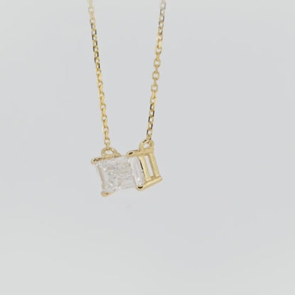 Classic small baguette 18K yellow gold diamond   Pendant