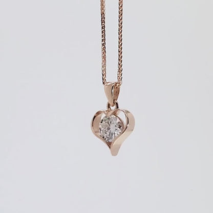 Simple heart-18K diamond Pendant