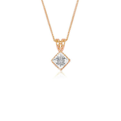 Princess - cut 18K diamond pendant - Lotus Diamond