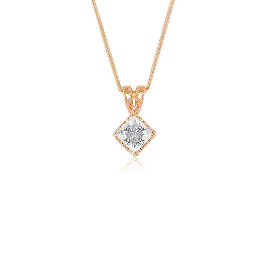 Princess - cut 18K diamond pendant - Lotus Diamond