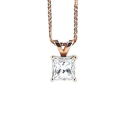 Princess - cut 18K diamond Pendant - Lotus Diamond