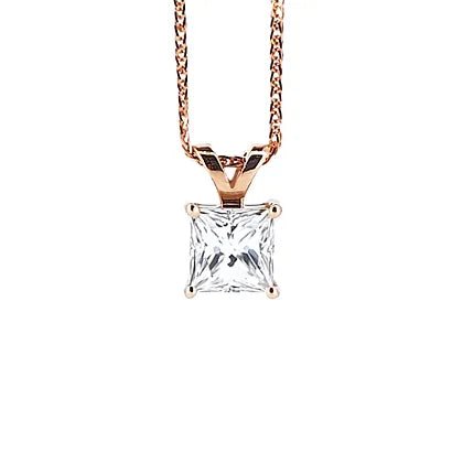 Princess - cut 18K diamond Pendant - Lotus Diamond
