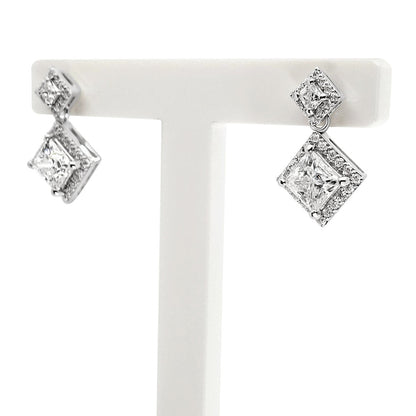 Princess cut 18K earrings setting - Lotus Diamond