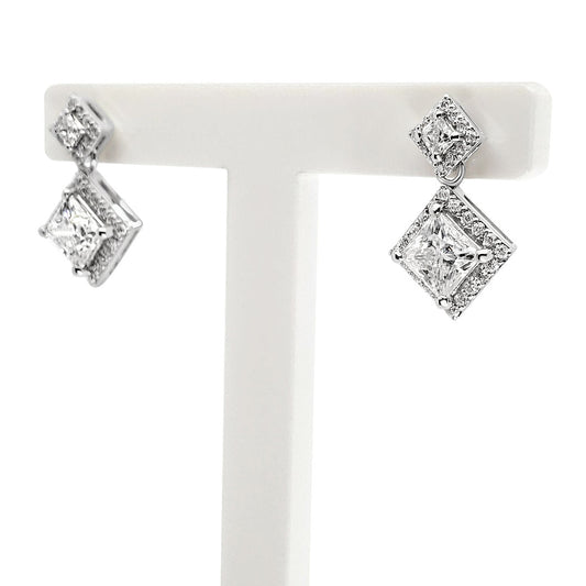 Princess cut 18K earrings setting - Lotus Diamond