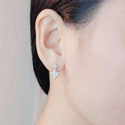 Princess cut 18K earrings setting - Lotus Diamond