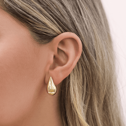 Puff Rain Drop Earrings - Lotus Diamond