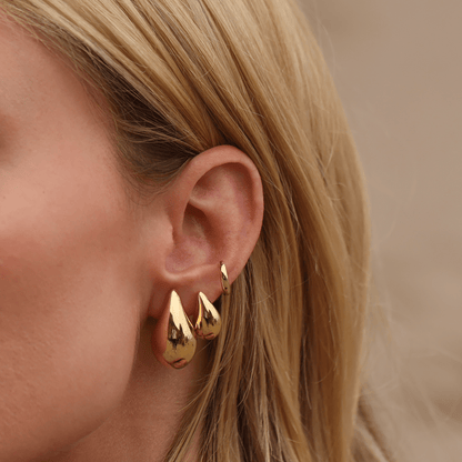 Puff Rain Drop Earrings - Lotus Diamond