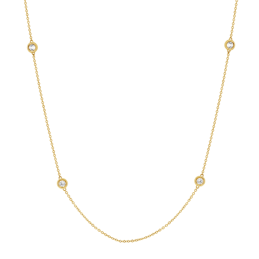 Quad Diamond Bezel Charm Chain - Lotus Diamond