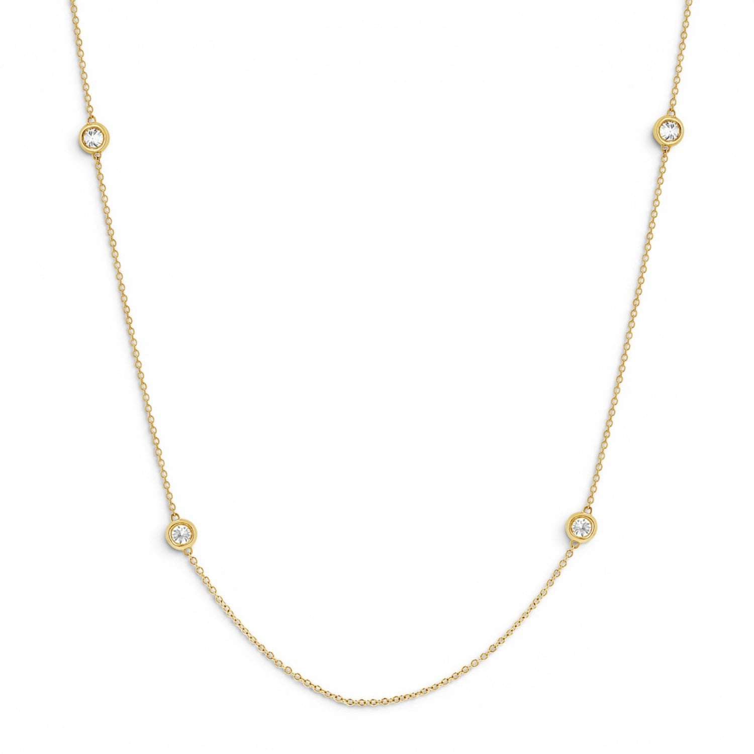Quad Diamond Bezel Charm Chain - Lotus Diamond