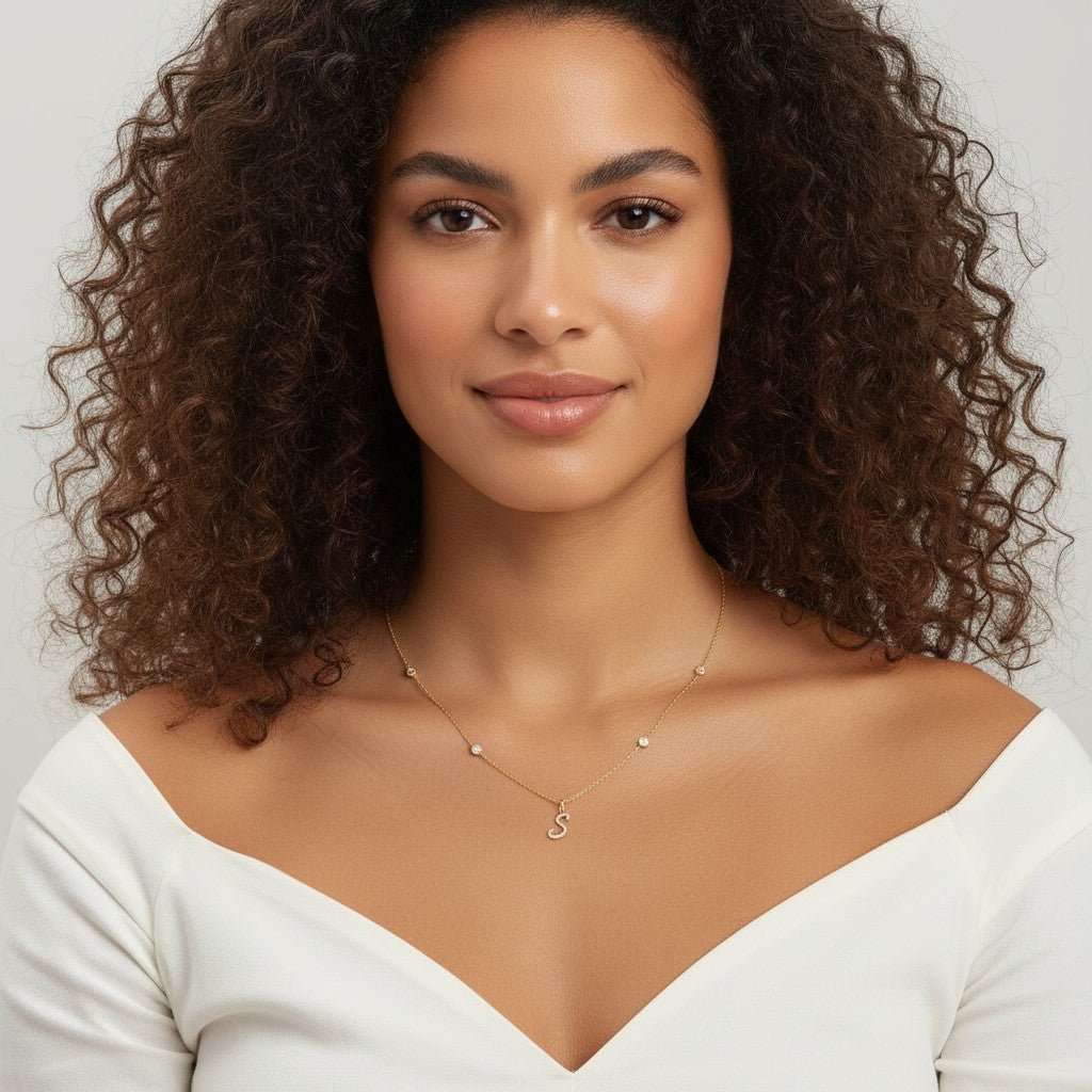 Quad Diamond Bezel Charm Chain - Lotus Diamond