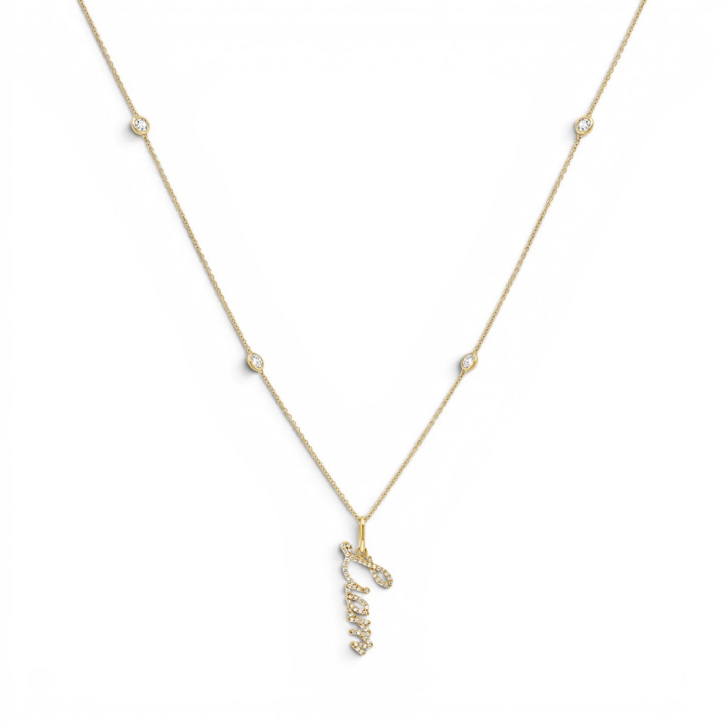 Quad Diamond Bezel Charm Chain - Lotus Diamond