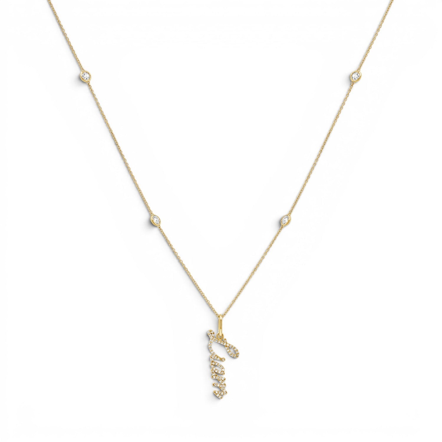 Quad Diamond Bezel Charm Chain - Lotus Diamond