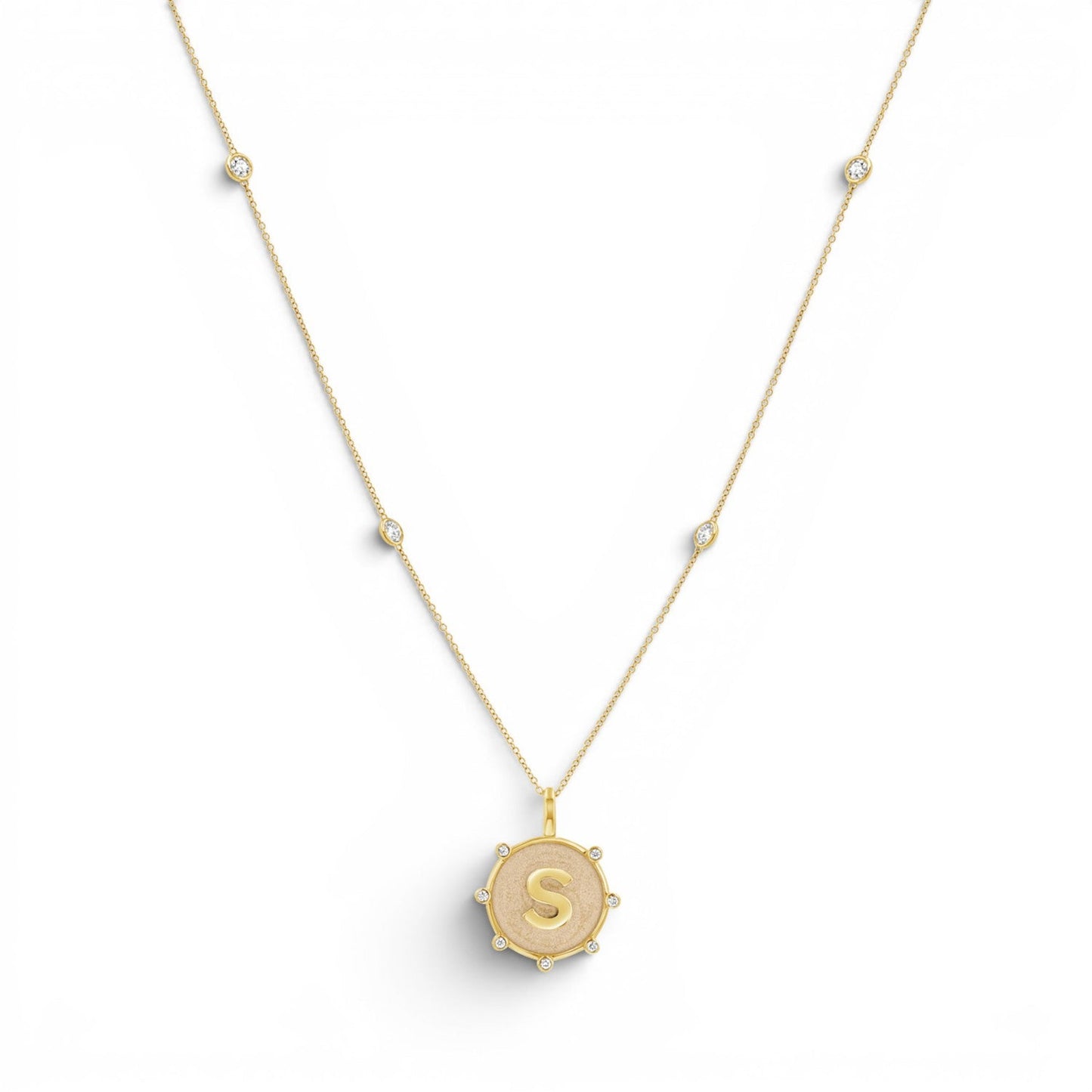 Quad Diamond Bezel Charm Chain - Lotus Diamond