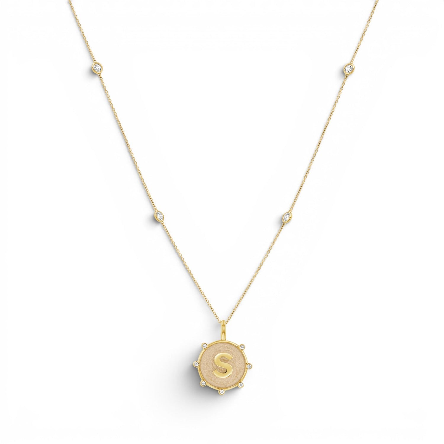 Quad Diamond Bezel Charm Chain - Lotus Diamond
