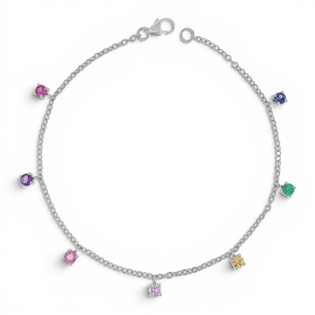 Rainbow Gemstone Drop Bracelet - Lotus Diamond