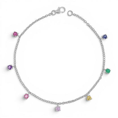Rainbow Gemstone Drop Bracelet - Lotus Diamond