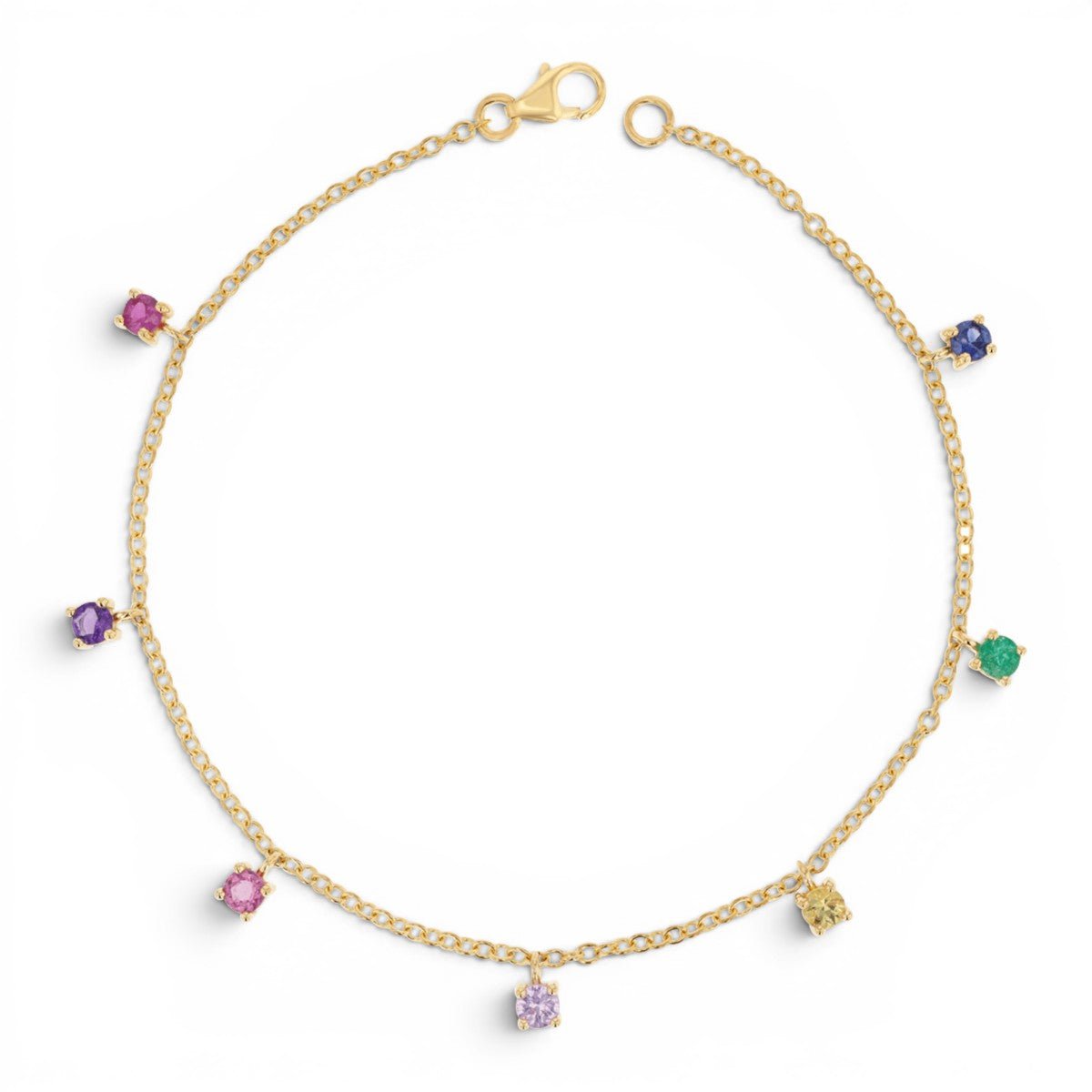 Rainbow Gemstone Drop Bracelet - Lotus Diamond
