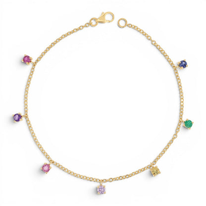 Rainbow Gemstone Drop Bracelet - Lotus Diamond