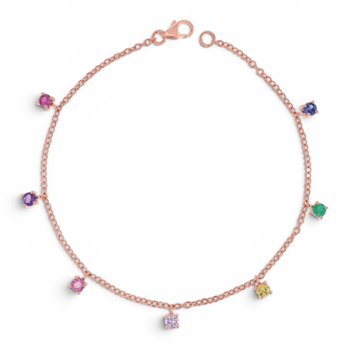 Rainbow Gemstone Drop Bracelet - Lotus Diamond