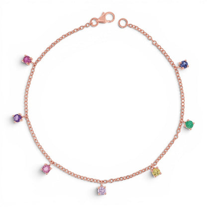 Rainbow Gemstone Drop Bracelet - Lotus Diamond