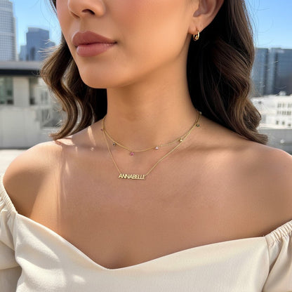 Rainbow Gemstone Drop Necklace - Lotus Diamond