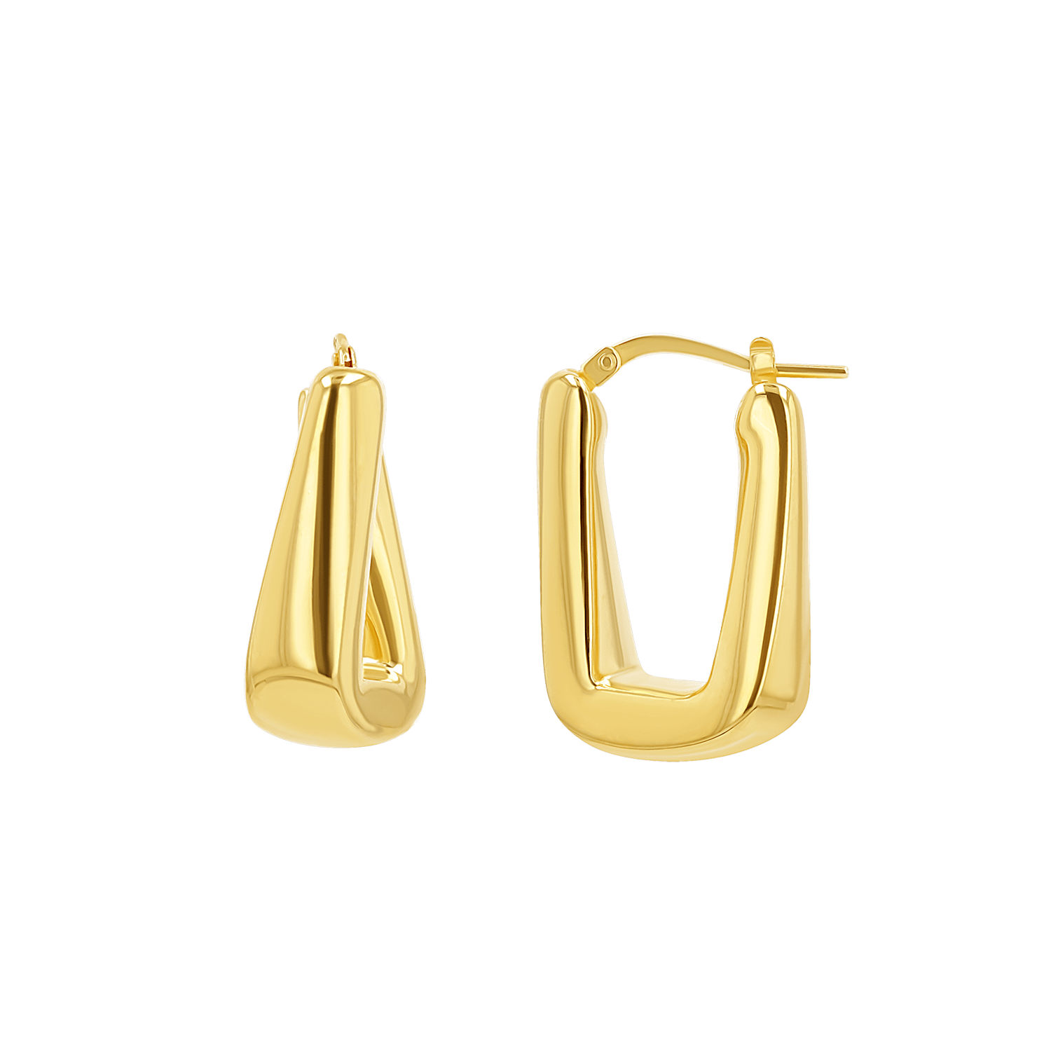 Rectangular Puff Link Hoops - Lotus Diamond
