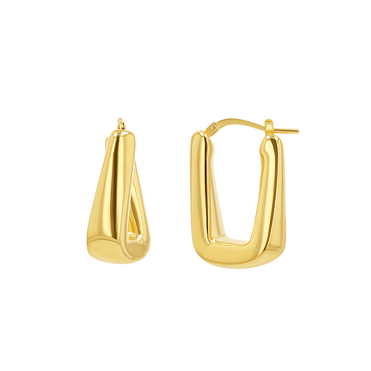 Rectangular Puff Link Hoops - Lotus Diamond