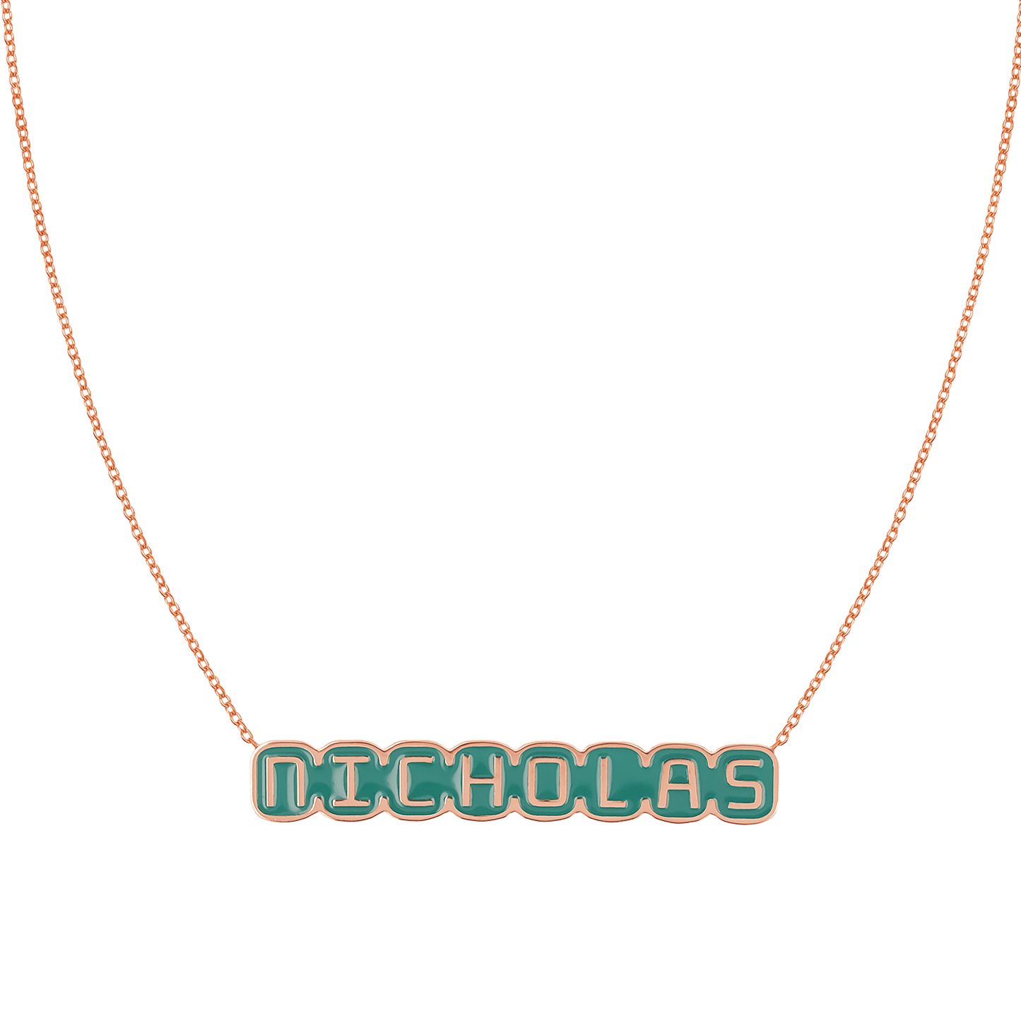 Retro Enamel Name Necklace - Lotus Diamond
